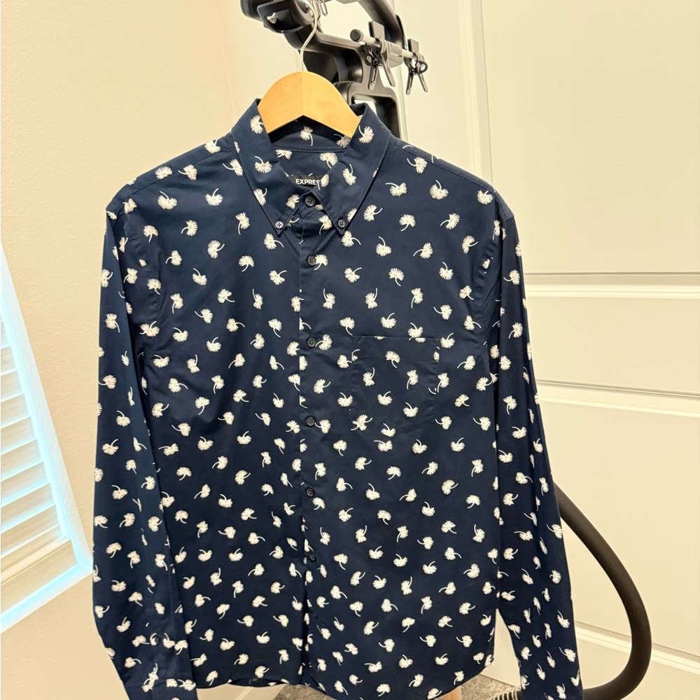 Express Dark Blue Shirt with White Pattern
